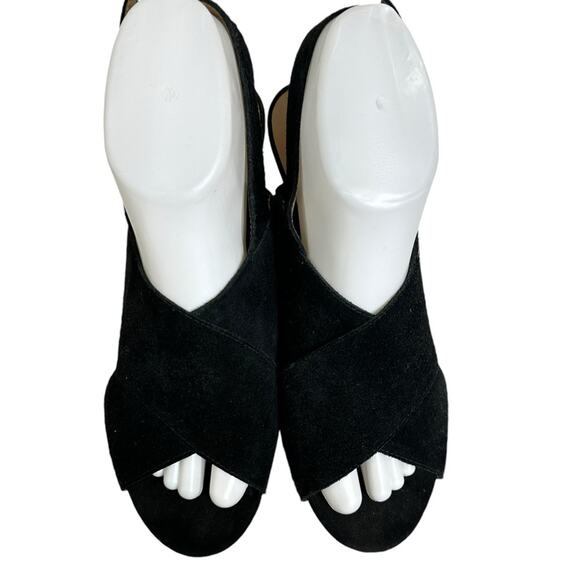 Franco Sarto Sari Suede Leather Platform Wedge Sandals Black Size 8.5 - Picture 3 of 8